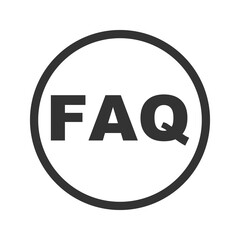 FAQ red button icon isolated on transparent background