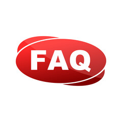 FAQ red button icon isolated on transparent background