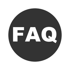FAQ red button icon isolated on transparent background