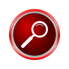 Red button search icon isolated on transparent background