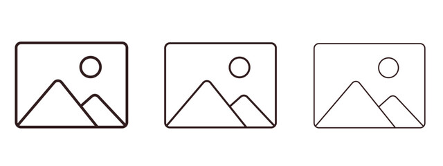 Picture icons in thin line symbols with editable strokes