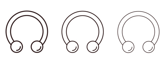 Piercing icons in thin line symbols with editable strokes