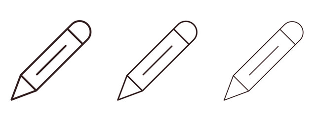 Pencil icons in thin line symbols with editable strokes