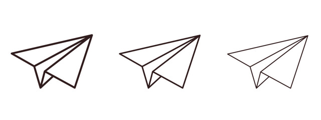 Paper plane icons in thin line symbols with editable strokes