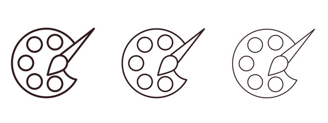 Palette icons in thin line symbols with editable strokes