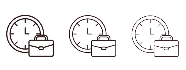 Office time icons in thin line symbols with editable strokes