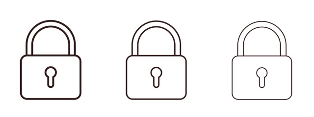 Lock icons in thin line symbols with editable strokes