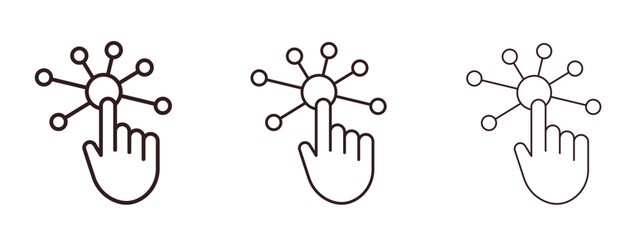 Interactive icons in thin line symbols with editable strokes