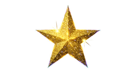 Fototapeta premium Golden Star with Glittering Texture on Black Background png clear alpha channel cutout isolated on transparent background