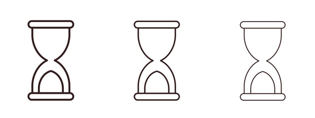 Hourglass end icons in thin line symbols with editable strokes