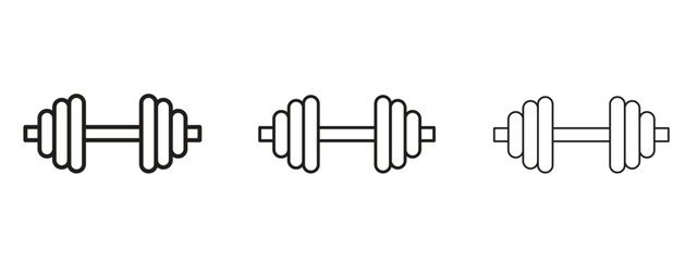Gym icons in thin line symbols with editable strokes