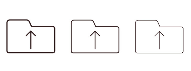 Folder upload icons in thin line symbols with editable strokes