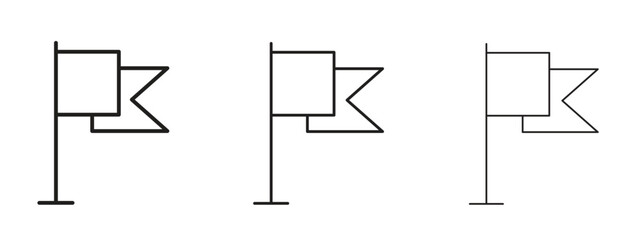 Flag icons in thin line symbols with editable strokes