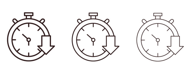 Down time icons in thin line symbols with editable strokes