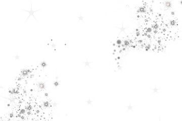 Elegant silver sparkles and stars isolated on transparent background design element