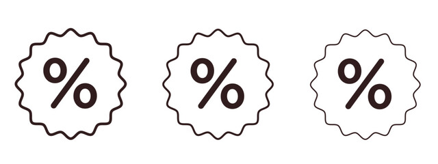 Discount icons in thin line symbols with editable strokes