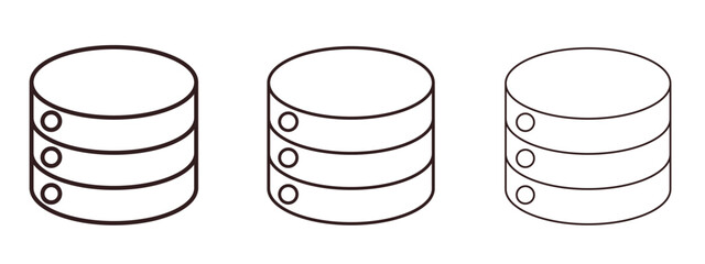 Database icons in thin line symbols with editable strokes