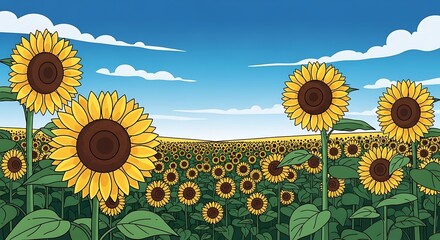 Sunflower Field with Blue Sky. (1)