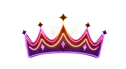 Neon Crown Illustration on Black Background png clear alpha channel cutout isolated on transparent background