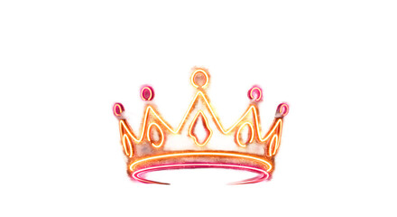 Neon Crown Illustration on Black Background png clear alpha channel cutout isolated on transparent background