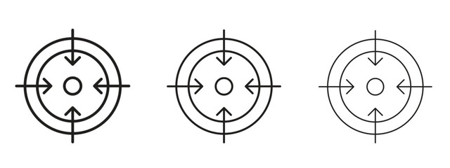 Bullseye pointer icons in thin line symbols with editable strokes