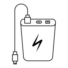 cell phone battery charger icon white on background
