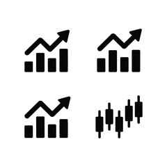 Obraz premium Set of simple black and white trading chart icons symbolizing financial growth and market trends