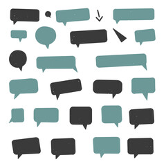 A pattern of distressed twotone speech and chat bubbles in dark gray and muted teal