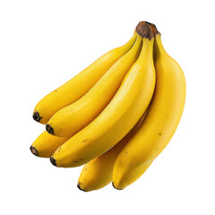 Bright Yellow Bananas Bunch on Black Background