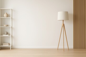 Modern living room interior with shelf and floor lamp minimalist decor illustration
