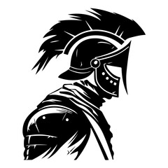 Flat Black Vector Logo of Hussar Soldier Knight Warrior Cavalry Rider Fighter Emblem for Medieval Military History Inspired Graphic and Design Projects