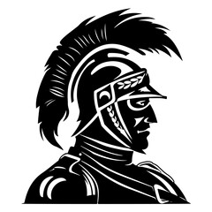 Minimal Flat Black Logo Illustration of Hussar Soldier Warrior Cavalry Rider Knight Fighter Silhouette for Historic Army and Vintage Battle Vector Themes