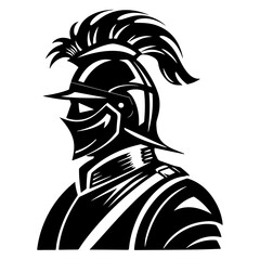 Minimalistic Flat Black Logo Design Featuring Hussar Soldier Knight Cavalry Rider Fighter Warrior Silhouette for Medieval Military Vector Graphics