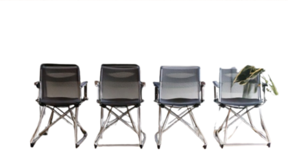 Four Steel Folding Chairs with Lifestyle Props.