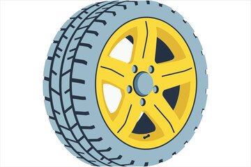 Fototapeta premium Illustration of a car tire, showcasing its tread pattern and wheel design for automotive or transportation themes