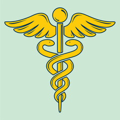 Caduceus Medicine Symbol gold 