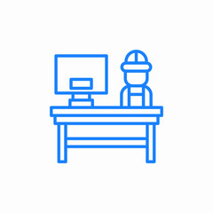 worker computer desk icon sign vector