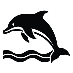 dolphin jumping wave vector icon