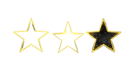 Three Golden Star Rating System on Black Background png clear alpha channel cutout isolated on transparent background