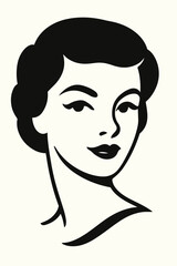 Minimalist woman portrait in retro vintage style,