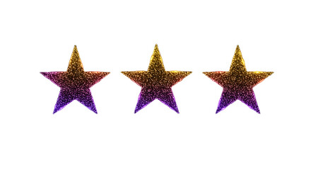Three Sparkling Stars with Gradient Color on Black Background png clear alpha channel cutout isolated on transparent background