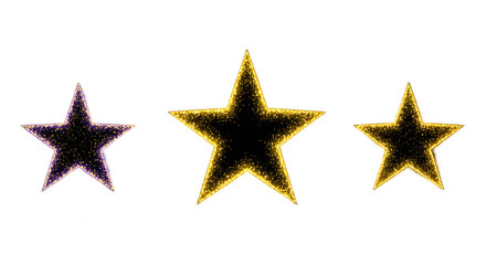 Three Illuminated Stars on Black Background png clear alpha channel cutout isolated on transparent background