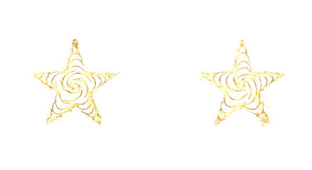 Two Golden Glitter Stars on Black Background png clear alpha channel cutout isolated on transparent background