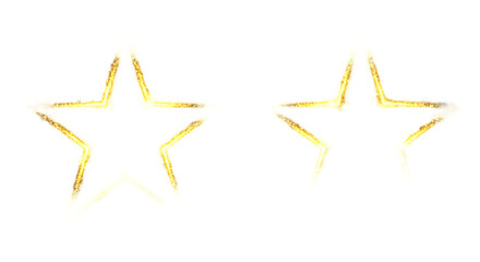 Two Golden Star Icons with Glittering Edges on Black Background png clear alpha channel cutout isolated on transparent background