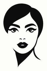 Woman face close-up minimalist vector illustration.