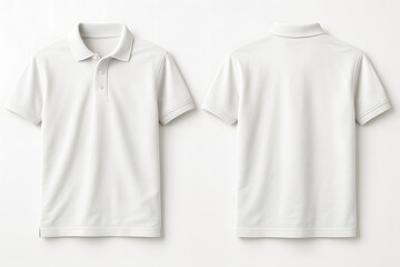 Plain White Polo Shirt Mockup – Front and Back View on White Background