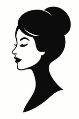 Beautiful female silhouette portrait vector drawing.