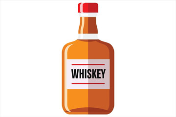 Vector art of a classic cartoon illustration showcases a bottle of whiskey, representing spirits, celebration, and the timeless appeal of distilled beverages in a simple and elegant design