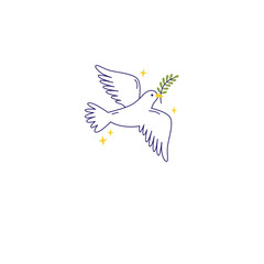Elegant dove carrying olive branch emblem symbolizes peace, hope, and new beginnings - perfect for invitations, logos, and spiritual designs