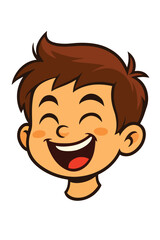 Laughing boy clipart with open mouth, vector art